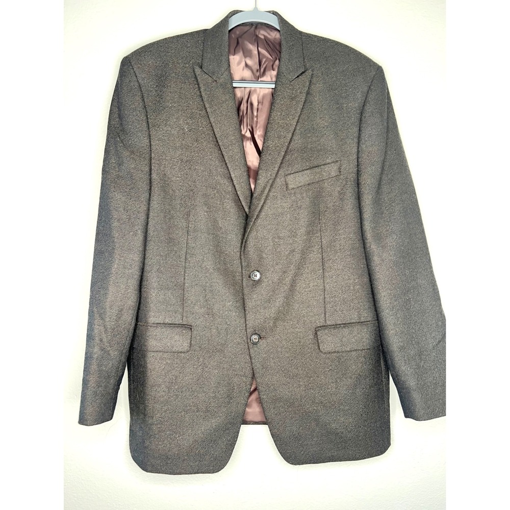 Calvin Klein Men's Wool Blazer Sport Coat Suit Jacket Size 43R Brown Tweed